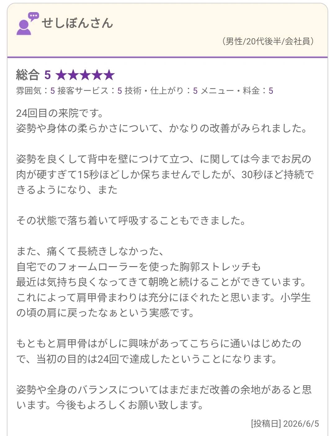 せしぼんさんの実際の口コミ原文